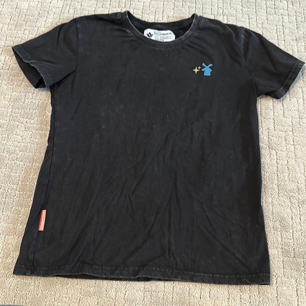 Dutch Bros Women’s tee shirt medium black. Faded collar.